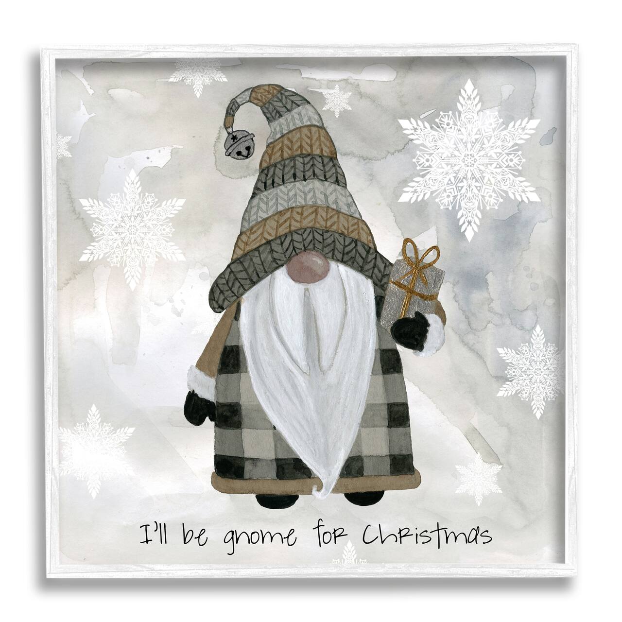 Stupell Industries Gnome For Christmas Phrase Framed Giclee Art